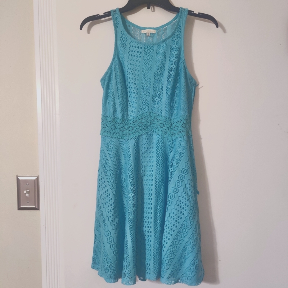 Charlotte Russe Turquoise Blue Lace Dress